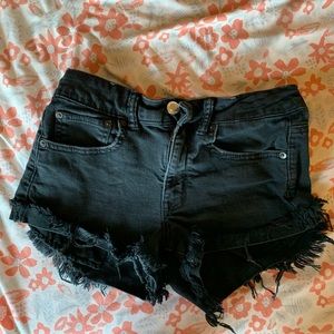 Black denim American eagle shorts